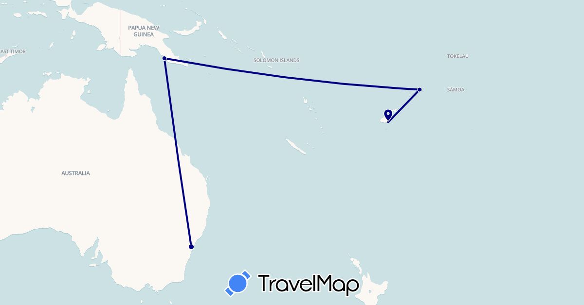 TravelMap itinerary: driving in Australia, Fiji, Papua New Guinea, Wallis and Futuna (Oceania)